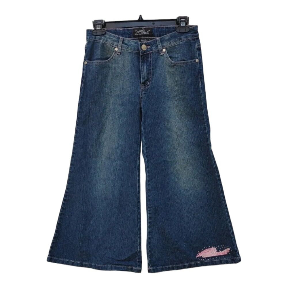 Platinum Plush Flared Leg Blue Jean Capris Size 5 Vintage Style
